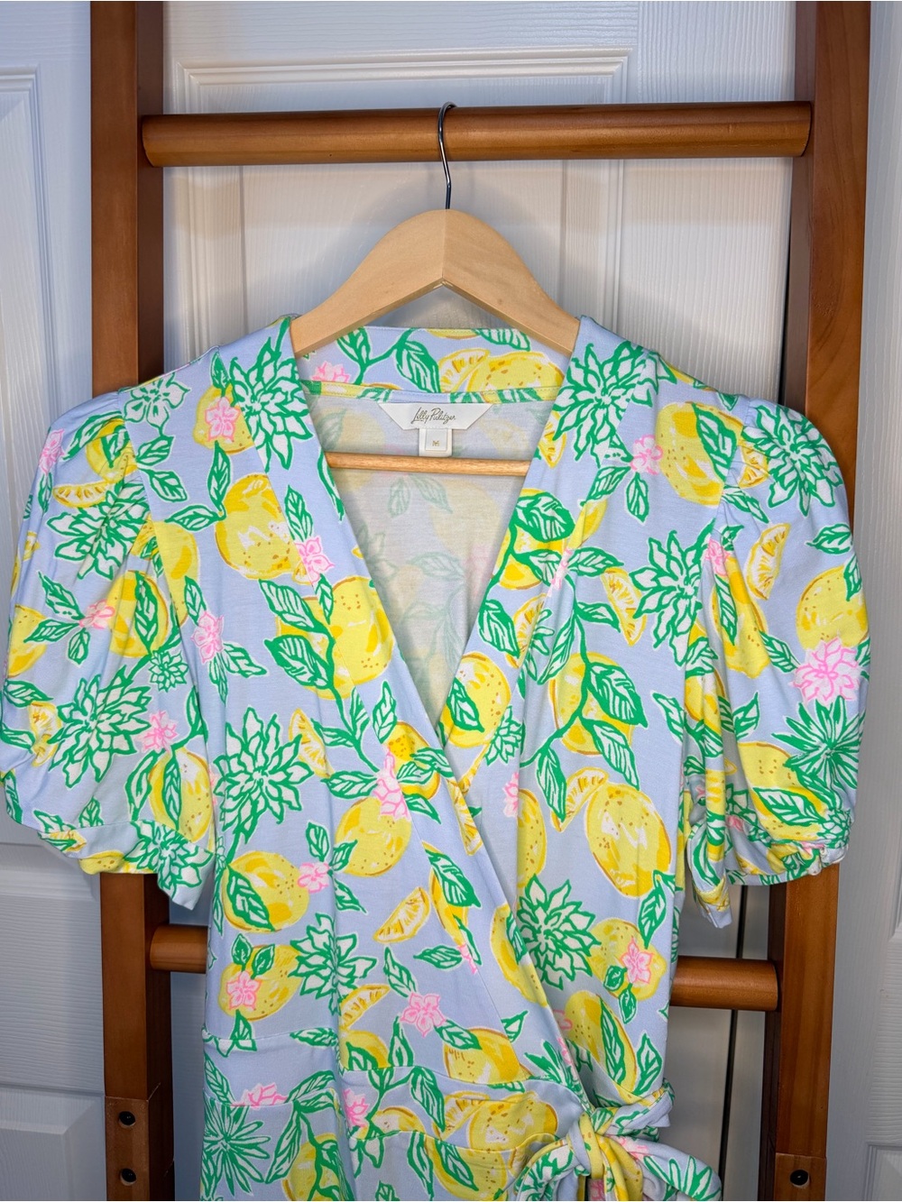 Lilly Pulitzer Sailynn Romper Bluette Make Lemonade Lemon Wrap Skort M - Picture 5 of 11